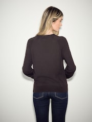 Chocolate Brown Soft Touch Crew Neck Cotton Rich Jumper - Image 5 of 9