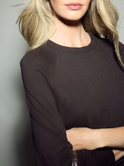 Chocolate Brown Soft Touch Crew Neck Cotton Rich Jumper - Image 6 of 9