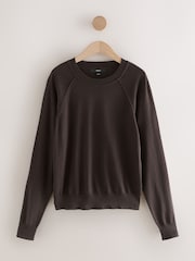 Chocolate Brown Soft Touch Crew Neck Cotton Rich Jumper - Image 7 of 9