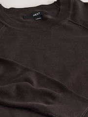 Chocolate Brown Soft Touch Crew Neck Cotton Rich Jumper - Image 8 of 9