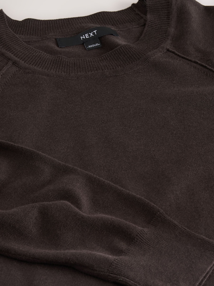 Chocolate Brown Soft Touch Crew Neck Cotton Rich Jumper - Image 8 of 8 Chocolate Brown Soft Touch Crew Neck Cotton Rich Jumper - Image 8 of 8