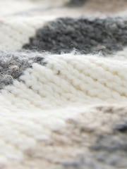 Grey and Neutral Stripe Textured V-Neck Longline Jumper - Image 2 of 3