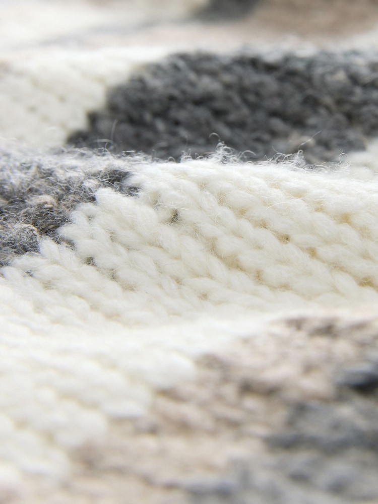 Grey and Neutral Stripe Textured V-Neck Longline Jumper - Image 2 of 3