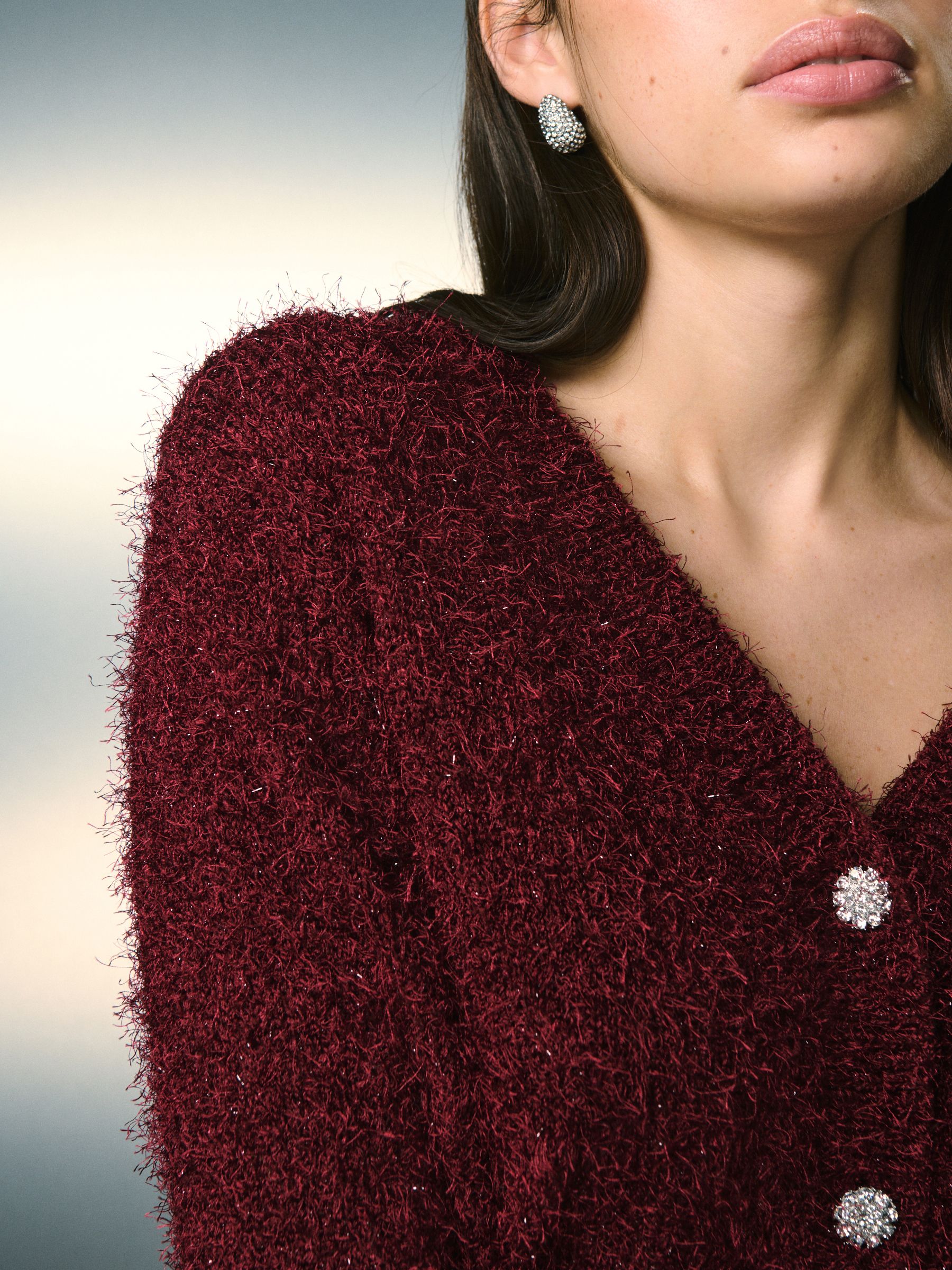 Buy Burgundy Red Sparkle V-Neck Reversible Cardigan from Next Romania