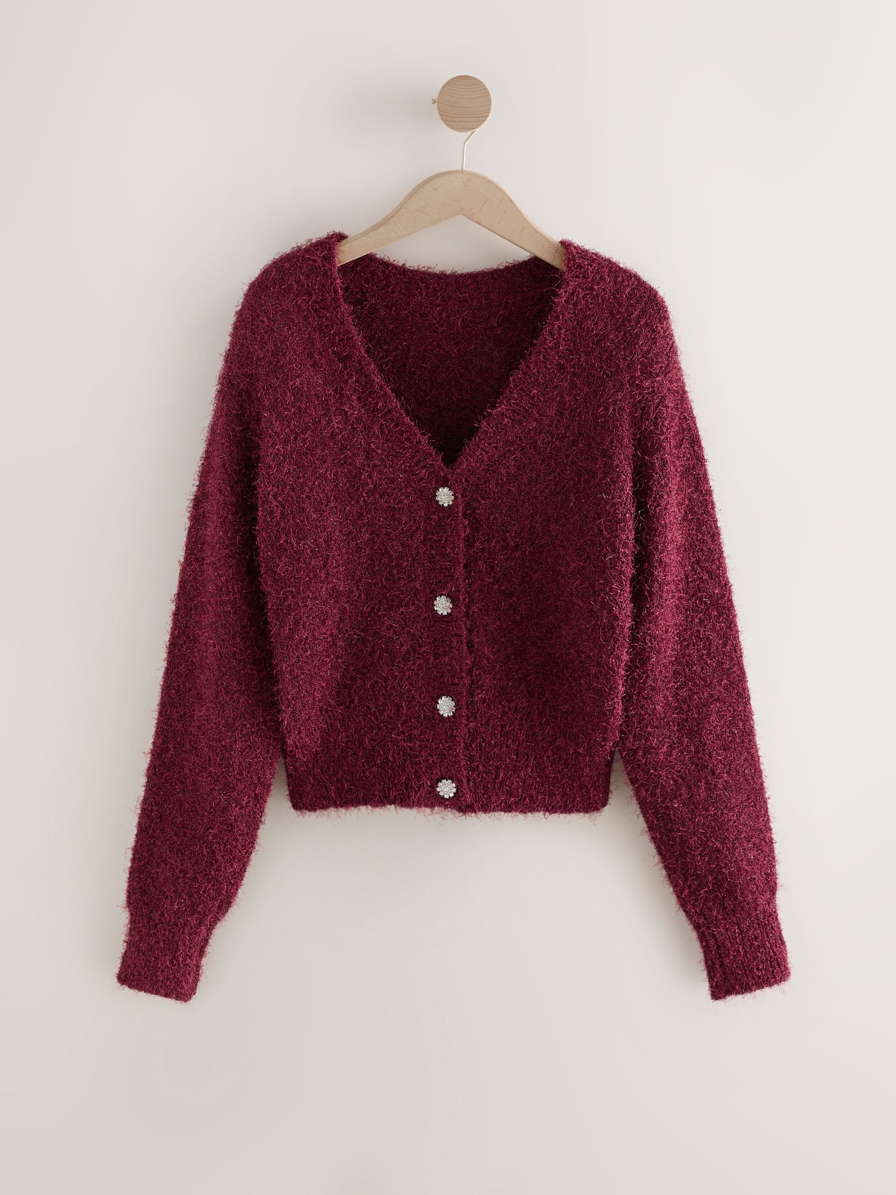 Buy Burgundy Red Sparkle V-Neck Reversible Cardigan from Next USA