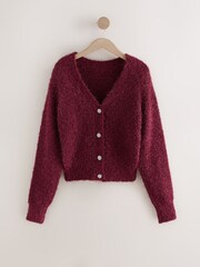 Burgundy Red Sparkle V-Neck Reversible Cardigan - Image 6 of 8