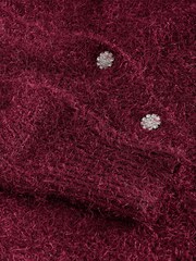 Burgundy Red Sparkle V-Neck Reversible Cardigan - Image 7 of 8