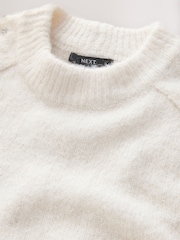 Ecru/White Gem Embellished Sleeve Jumper with Wool - Image 7 of 10