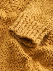 Ochre Yellow Textured V-Neck Longline Jumper - Image 2 of 3