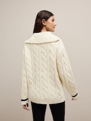 Ecru Cream Cable Zip Neck 1995 Graphic Jumper - Image 5 of 9