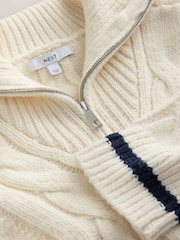 Ecru Cream Cable Zip Neck 1995 Graphic Jumper - Image 8 of 9