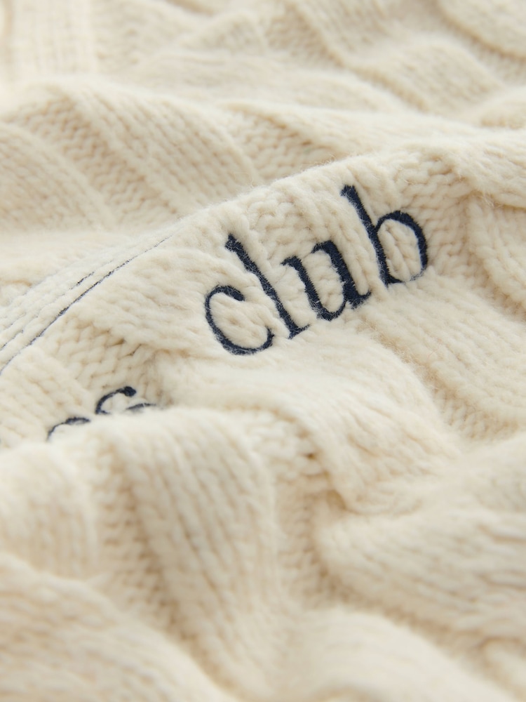 Ecru Cream Cable Zip Neck 1995 Graphic Jumper - Image 9 of 9