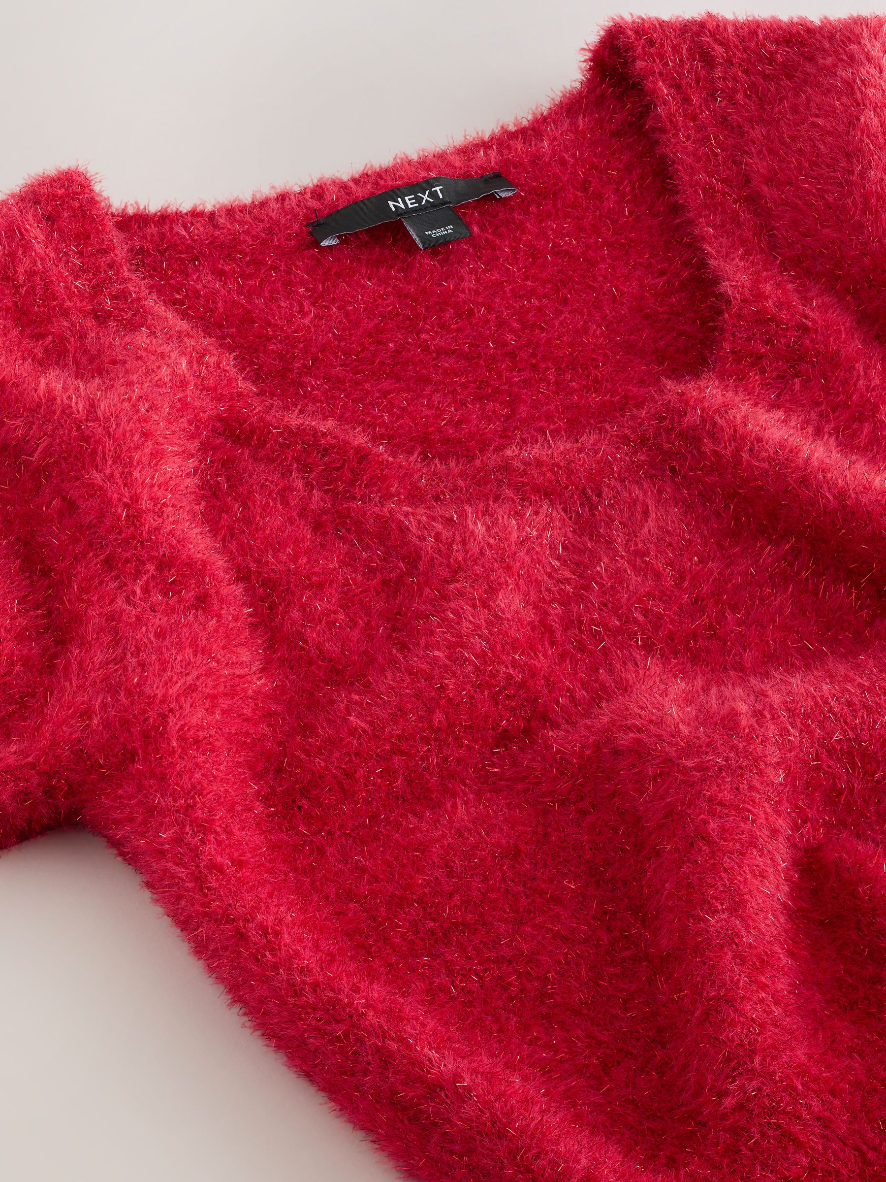 Buy Cherry Red Sparkle Scoop Neck Waisted T-Shirt from Next Romania