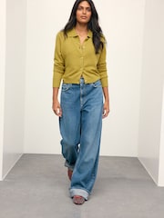 Citrine Yellow Supersoft Knitted Shirt Collar Cardigan - Image 2 of 9