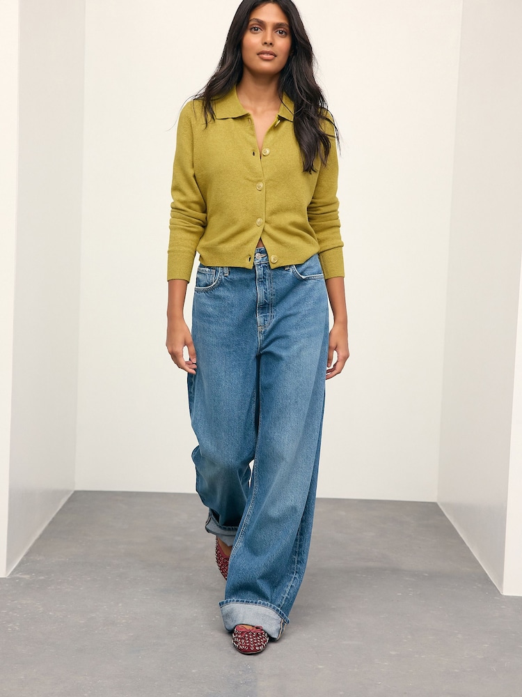 Citrine Yellow Supersoft Knitted Shirt Collar Cardigan - Image 2 of 9