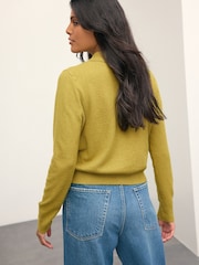 Citrine Yellow Supersoft Knitted Shirt Collar Cardigan - Image 5 of 9