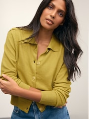 Citrine Yellow Supersoft Knitted Shirt Collar Cardigan - Image 6 of 9
