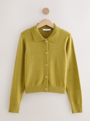 Citrine Yellow Supersoft Knitted Shirt Collar Cardigan - Image 7 of 9