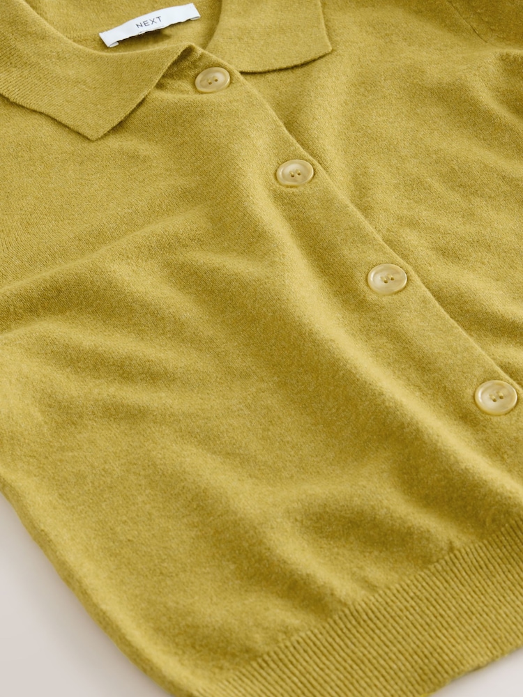 Citrine Yellow Supersoft Knitted Shirt Collar Cardigan - Image 9 of 9