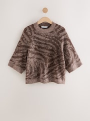 Brown Animal Half Sleeve Tinsel T-Shirt - Image 1 of 3