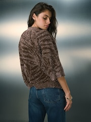 Brown Animal Half Sleeve Tinsel T-Shirt - Image 4 of 8
