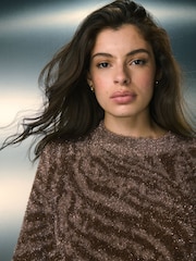 Brown Animal Half Sleeve Tinsel T-Shirt - Image 5 of 8