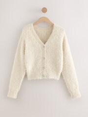 Ecru Sparkle V-Neck Reversible Cardigan - Image 7 of 9