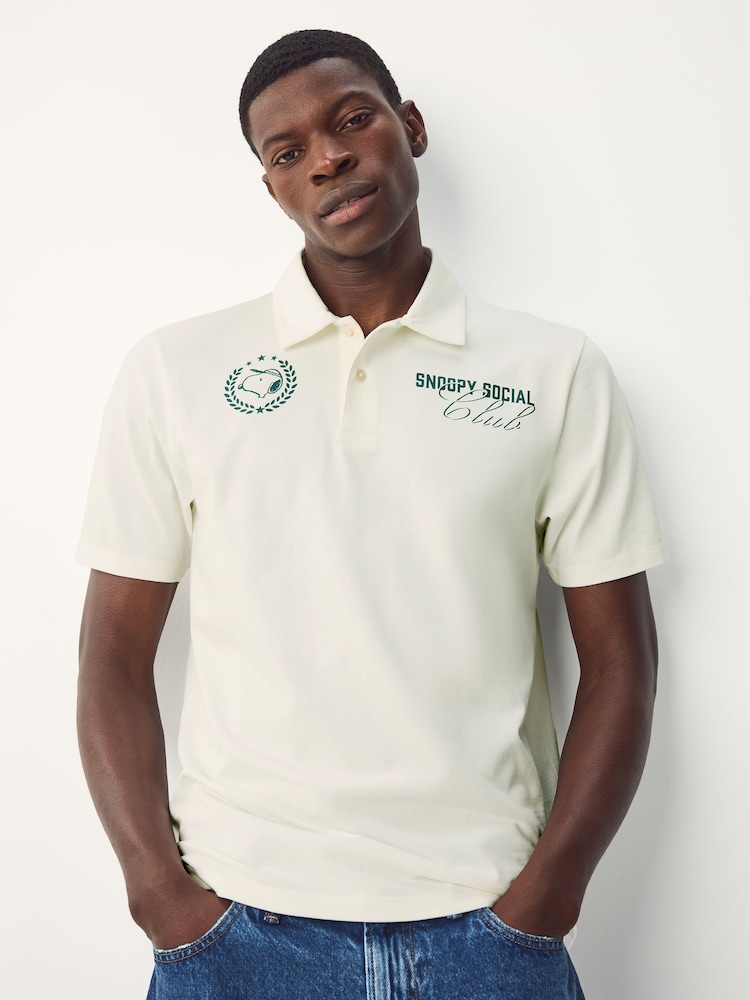 White Ecru Licence Snoopy Polo Shirt - Image 1 of 8