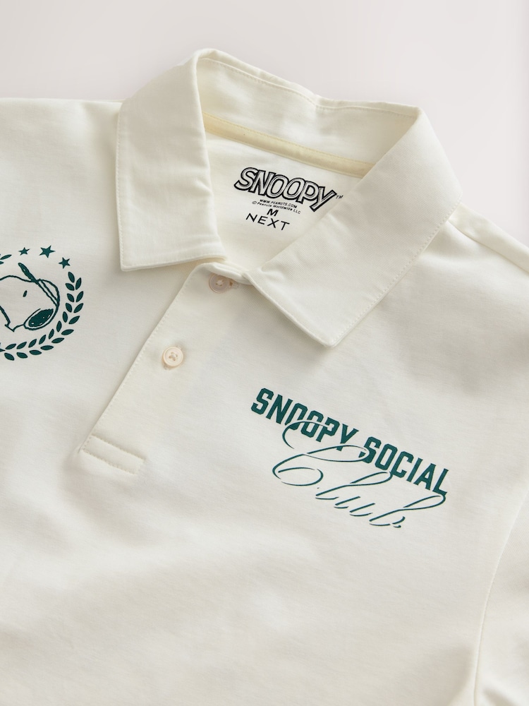 White Ecru Licence Snoopy Polo Shirt - Image 8 of 8