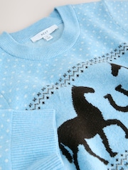 Light Blue Horse Super Soft Short Sleeve Knitted Top - Image 3 of 4
