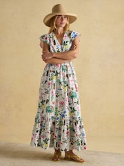 Joules Winnie Multi Frill Shoulder Dress - Image 8 of 9