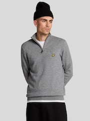 Lyle & Scott Grey Cotton Merino Quarter Zip Jumper - Image 1 of 4