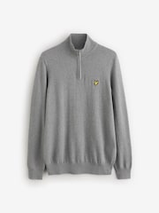 Lyle & Scott Grey Cotton Merino Quarter Zip Jumper - Image 4 of 4