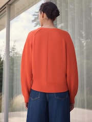 Orange 100% Lambswool N.Premium Crew Neck Henley Jumper - Image 3 of 8