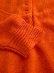 Orange 100% Lambswool N.Premium Crew Neck Henley Jumper - Image 7 of 8