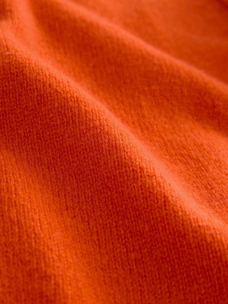 Orange 100% Lambswool N.Premium Crew Neck Henley Jumper - Image 8 of 8