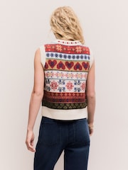 Multi Fairisle Sleeveless Knitted Tank With Wool - Image 4 of 8