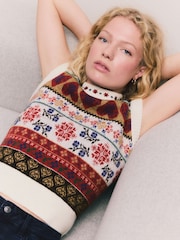 Multi Fairisle Sleeveless Knitted Tank With Wool - Image 5 of 8