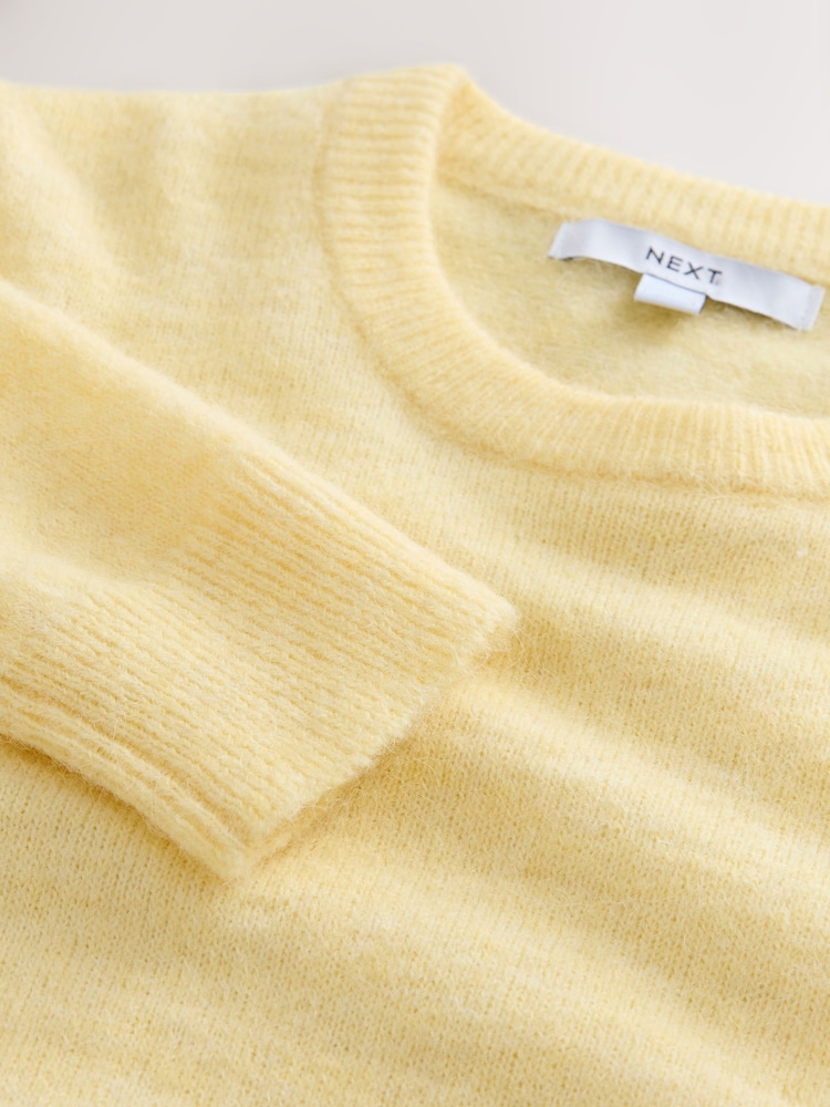 Yellow Long Sleeve Crew Neck Jumper With Wool - Image 3 of 3 Yellow Long Sleeve Crew Neck Jumper With Wool - Image 3 of 3