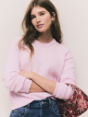 Blush Pink Long Sleeve Crew Neck Jumper With Wool - Image 1 of 7