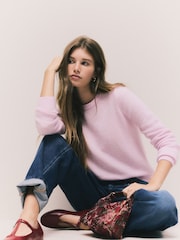 Blush Pink Long Sleeve Crew Neck Jumper With Wool - Image 2 of 7