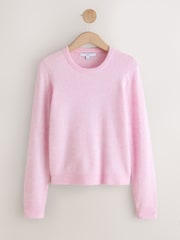 Blush Pink Long Sleeve Crew Neck Jumper With Wool - Image 5 of 7