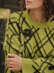 Bright Green Bow Check Brushed Crew Neck Jumper - Image 4 of 7