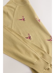 Citrine Yellow Pheasant Embroidered Soft Touch Crew Neck Cotton Rich Jumper - Image 1 of 10