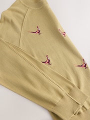 Citrine Yellow Pheasant Embroidered Soft Touch Crew Neck Cotton Rich Jumper - Image 8 of 10