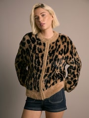 Leopard Bear Texture Zip-Up Bomber Jacket - Image 2 of 8