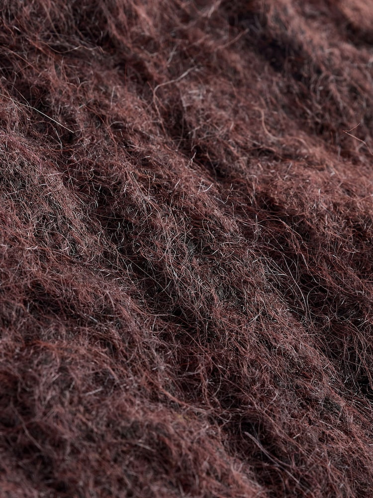 Chocolate marrom - Cable Knit Collar Jumper With Wool - Imagem 3 de 3