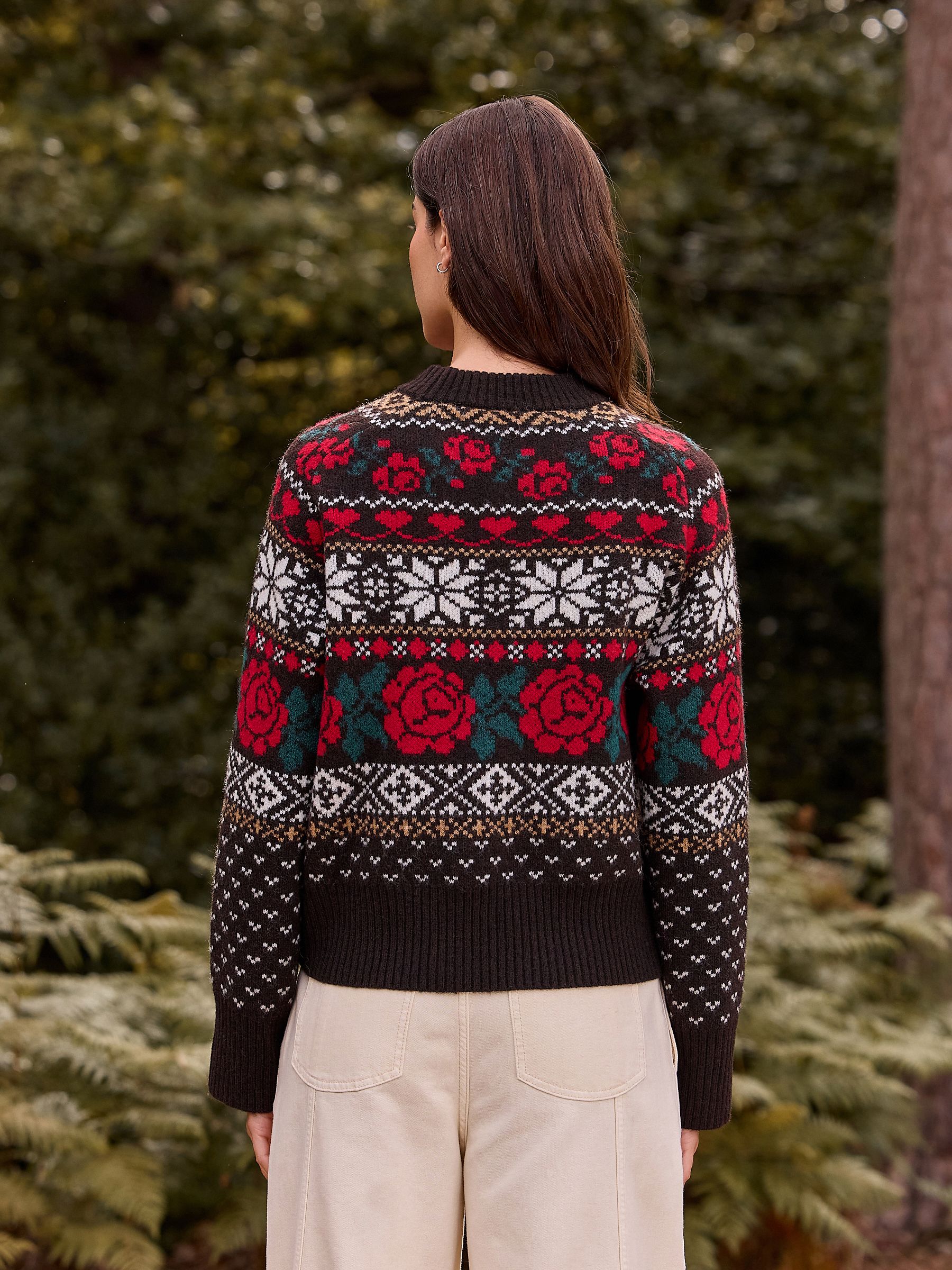 Buy Chocolate Brown Fairisle Crew Neck Knitted Jumper with Wool Buy Chocolate Brown Fairisle Crew Neck Knitted Jumper with Wool