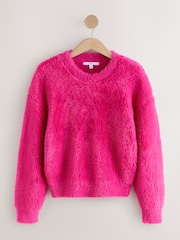 Bright Pink Bear Texture Crew Neck Jumper - Image 1 of 3