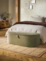 Relaxed Chenille Light Olive Green Kali Storage Ottoman Bench - Image 1 of 10